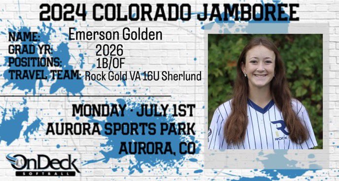 RockGoldVA16U's tweet photo. 🤘 @AForde2026 &amp; @egolden_13  &amp; @mac3verdejo Good luck at the OnDeck Colorado Jamboree! We know you will ROCK that event! @ondecksoftball @ODM_Testing 

#BallOutAllOut
#StandinOnBusiness
#TogetherWeROCK https://t.co/XIoO1TRvsl