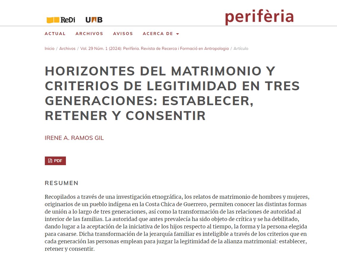 🔝Comenzamos las recomendaciones del nuevo número con un fascinante ensayo de <a href="/ireneargile/">Irene Argile</a> 
 Descubre cómo las tradiciones matrimoniales y las relaciones de autoridad han evolucionado en un pueblo indígena de la Costa Chica de Guerrero a lo largo de tres generaciones.
