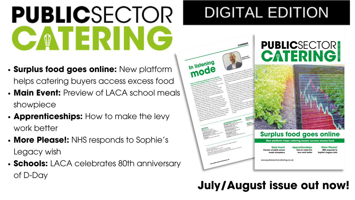 PSCMagazine's tweet photo. The July/August issue of Public Sector Catering magazine is out now!
Read online >https://t.co/7RJKZO8793
#publicfood #pscmagazine https://t.co/E5AGEVxN3J