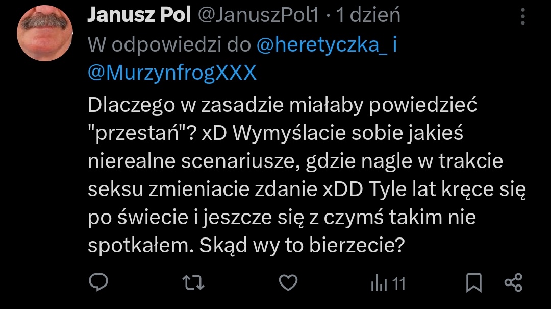 heretyczka_'s tweet photo. Przerażające, że dorosłym chłopom trzeba tłumaczyć sytuację w której kobieta może powiedzieć "przestań" podczas stosunku. https://t.co/F5qgMSeLlK