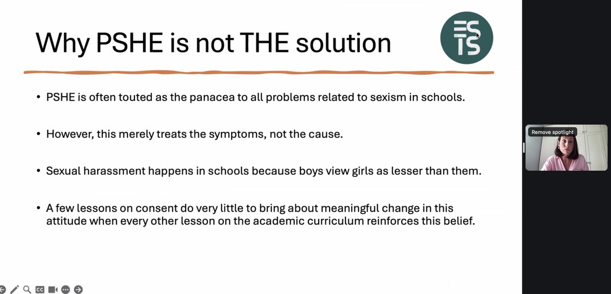 EDUK Joanna (@eduk_joanna) on Twitter photo #PSHE is part of the solution, not THE solution. PSHE can't be the only time schools talk to pupils about #misogyny, #sexualharassment and #sexism.
Looking forward to hearing more about addressing misogyny in the #curriculum from <a href="/NoSchoolSexism/">End Sexism In Schools</a> #MisogynyinSchools #PSHE is part of the solution, not THE solution. PSHE can't be the only time schools talk to pupils about #misogyny, #sexualharassment and #sexism.
Looking forward to hearing more about addressing misogyny in the #curriculum from <a href="/NoSchoolSexism/">End Sexism In Schools</a> #MisogynyinSchools
