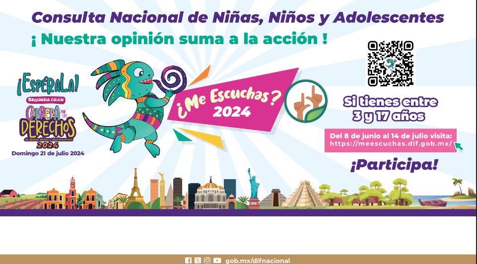 EmbaMexPor's tweet photo. Se invita a menores entre 3 y 17 años a participar en la consulta "¿Me escuchas? Nuestra opinión, suma a la acción", cuyo objetivo es conocer sus opiniones, necesidades, propuestas, intereses y preocupaciones, así como reconocer la importancia de su participación. https://t.co/MrFZTS8H5H