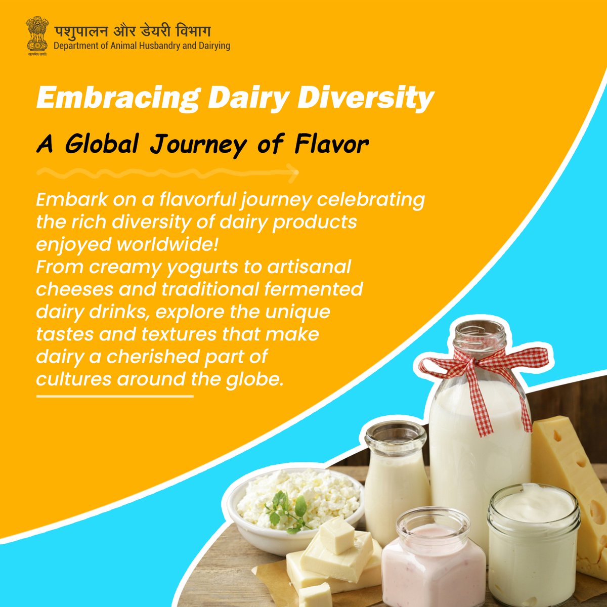 Dept_of_AHD's tweet image. Savor the global tapestry of dairy delights, from velvety yogurts to aged cheeses, each a testament to culinary diversity and tradition. 
#DairyDelights   #NutritionBoost #milkbenefits