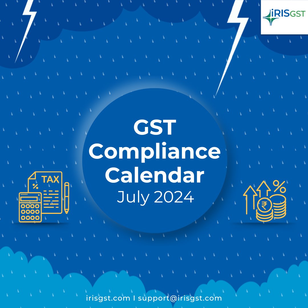 IRISGST's tweet image. As we celebrate the 7th anniversary of GST in India, let's navigate the second half of 2024 with ease. Dive into our GST Compliance Calendar for July 2024, ensuring you're always ahead of deadlines ow.ly/CaVF50SsIib

📅✨ #GSTCompliance #July2024 #TaxReady