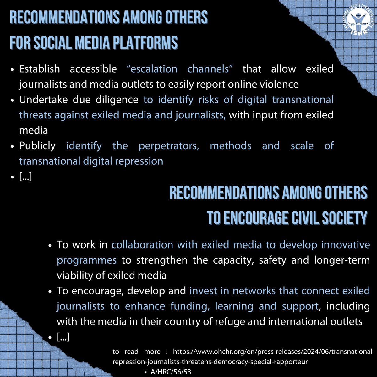 IS_HumanRights's tweet photo. Journalists in exile play a critical role in democracy by uncovering the truth and holding power to account. It is essential that they are protected and provided with the necessary support to continue their work without fear of persecution.
#exiledjournalists #pressfreedom https://t.co/6p6U1GElPR