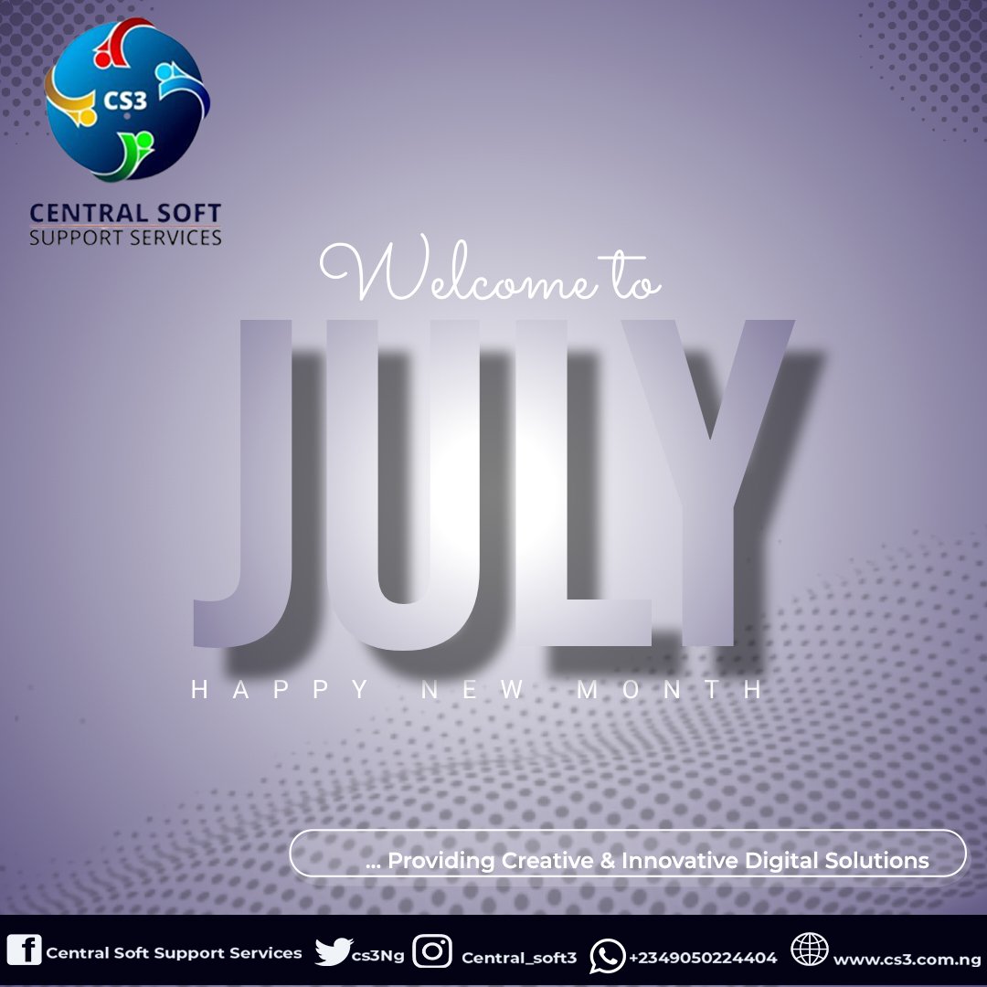 Cs3Ng's tweet photo. Happy July from Central Soft Support Services Limited! 
As we enter the second half of 2024, we're excited to continue providing top-notch support solutions. Thank you for being part of our journey. Here's to a month of growth, innovation, and success! #NewMonth #July2024 #CS3 https://t.co/oDRSAWPHV0