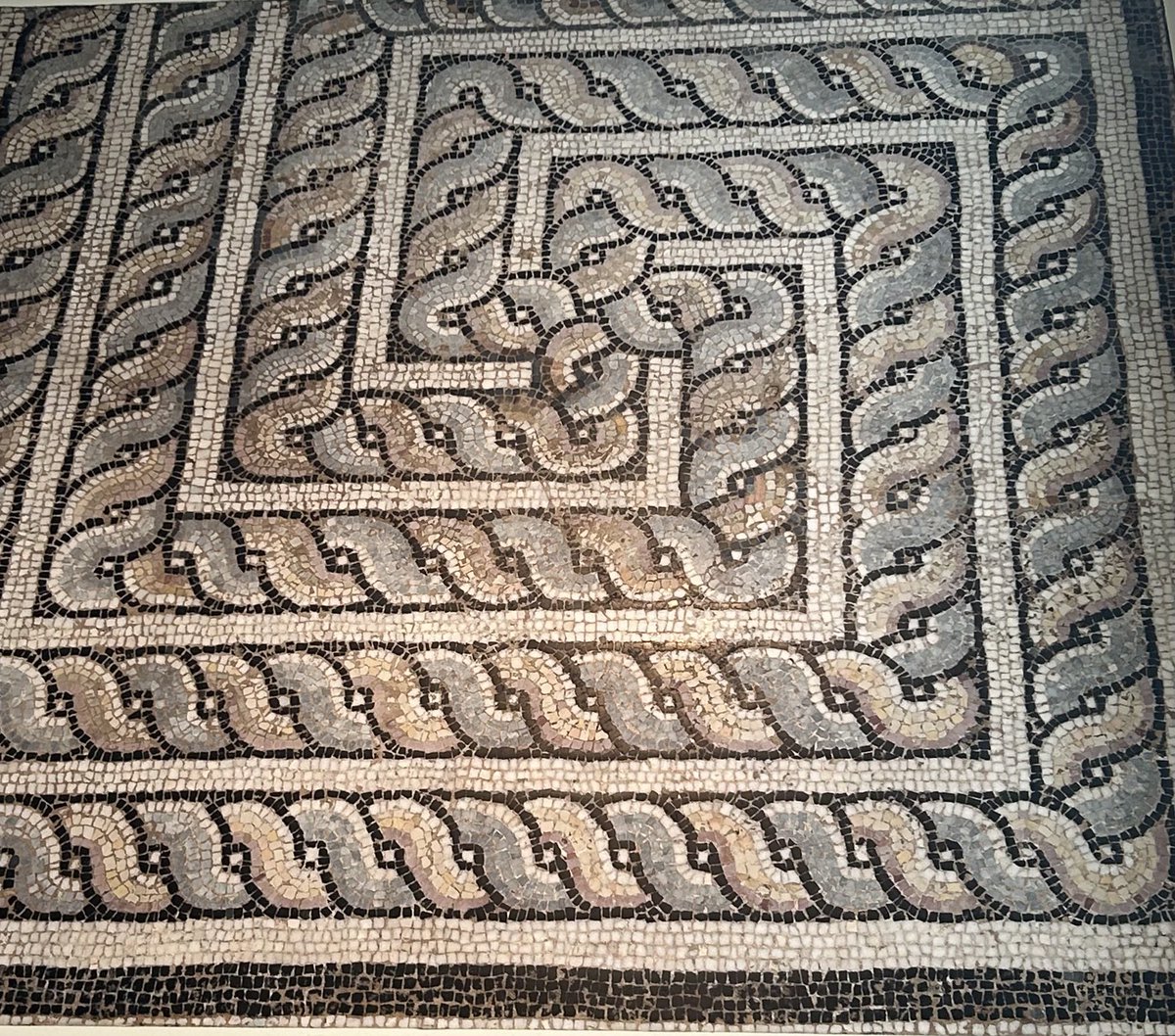 Carolyn_on_X's tweet image. It’s #mosaicmonday! Here’s a lovely well-preserved cable pattern from a floor in #Halicarnassus (modern Bodrum, Turkey) dating to 4thC AD. 
This geometric design alternated with figured panels on the mosaic floor of a large room. 
Now in the British Museum.