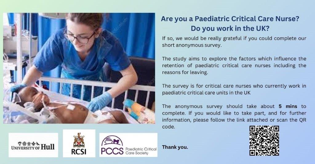 Calling all paediatric ICU nurses!!!!

Please complete our online survey about workforce retention

app.onlinesurveys.jisc.ac.uk/s/hull/uk-paed…

Thank you!!!!

<a href="/BACCNUK/">BACCN 💙</a> <a href="/ICS_updates/">Intensive Care Society 💙</a> <a href="/PICSociety/">Paediatric Critical Care Society</a> <a href="/Natalie_McEvoy/">Natalie McEvoy</a> <a href="/CarliWhittaker/">Carli Whittaker</a>