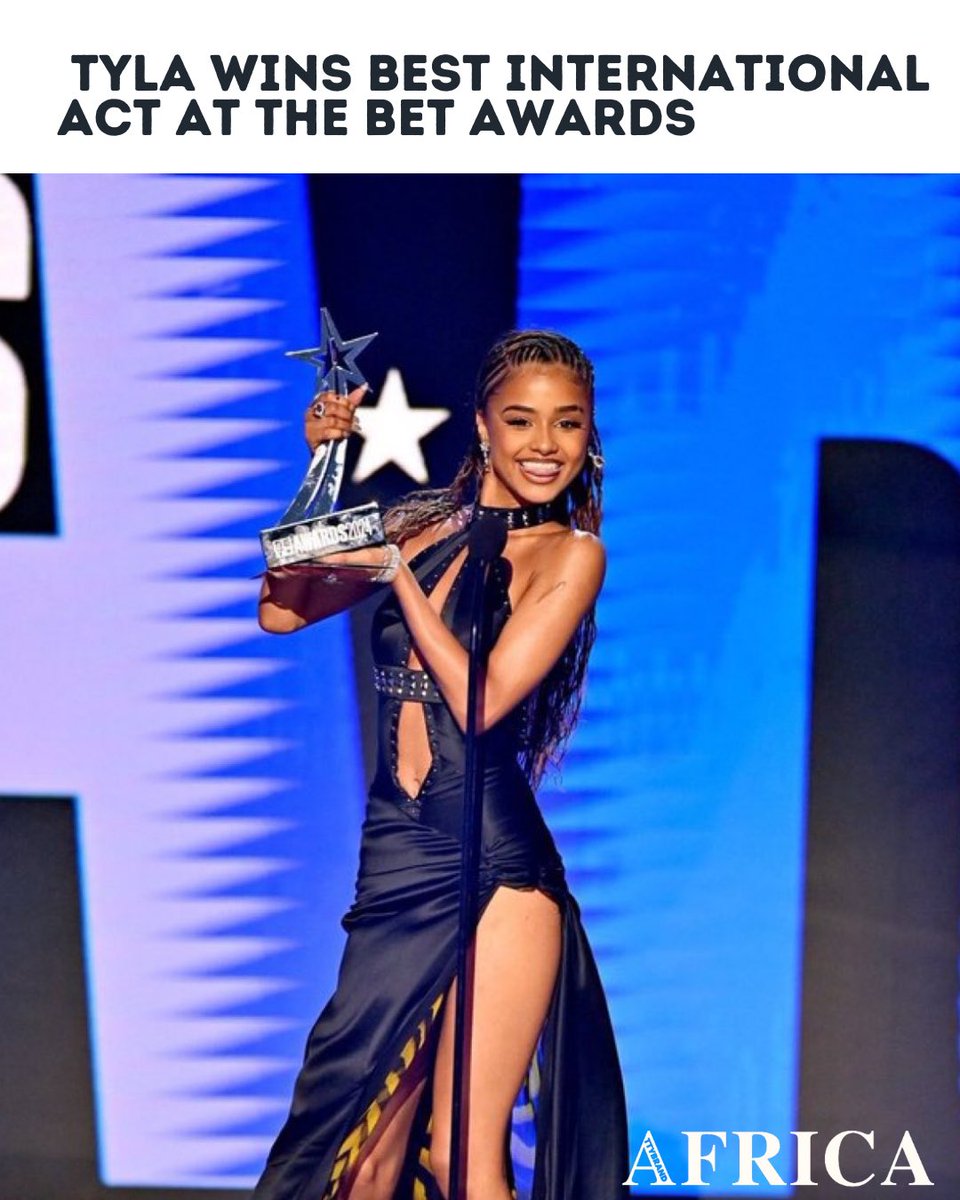 ttybrandafricma's tweet photo. Tyla wins Best International Act at the #BetAwards

#SouthAfrica your girl made you proud!

#africa #ttybrandafricamagazine #music #entertainment #global #act #magazine Iyabo Ojo #BBNaija Ayra Starr #Tapswap Rick Ross https://t.co/Qdzc96xjlq