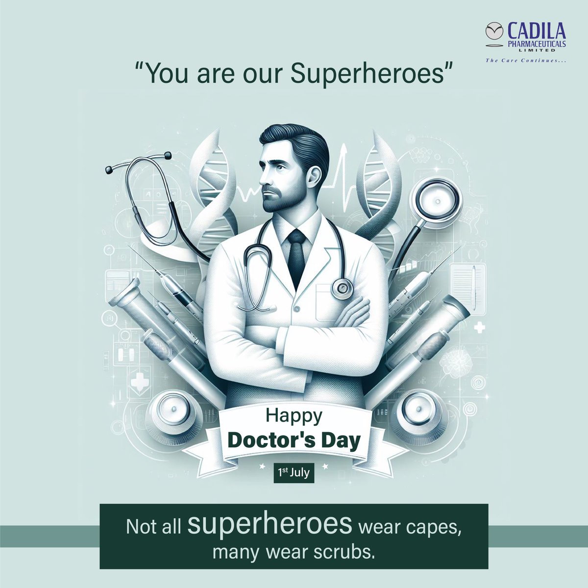 Cadila_Pharma's tweet photo. From breakthroughs to bedside care, We salute doctors everywhere on #DoctorsDay2024 . Your relentless pursuit of health and happiness inspires us all! #healthcare #CadilaPharmaceuticals #GratitudeInMedicine #HealthcareInnovation #CommittedToCare https://t.co/mN95K7tawd