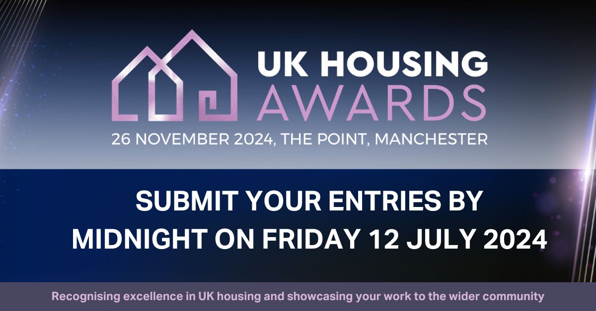 The #UKHousingAwards entry deadline is next Friday 🏆 

Showcase success and new ideas and spread learning across the social housing sector in the UK. All entries are free of charge and you can submit an entry for as many categories as you like: ow.ly/qYi550SsJ1W