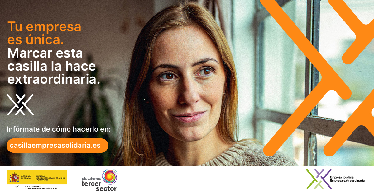 Nos sumamos a la campaña de <a href="/Plataforma3sect/">Plataforma del Tercer Sector</a> para que en el Impuesto de Sociedades marques la #CasillaEmpresaSolidaria. Una decisión a coste 0, con triple impacto positivo para la #sociedad, el #planeta y las #empresas.
¿Te unes a las #EmpresasExtraordinarias? <a href="/CasillaEmpresa/">Casilla Empresa Solidaria</a>