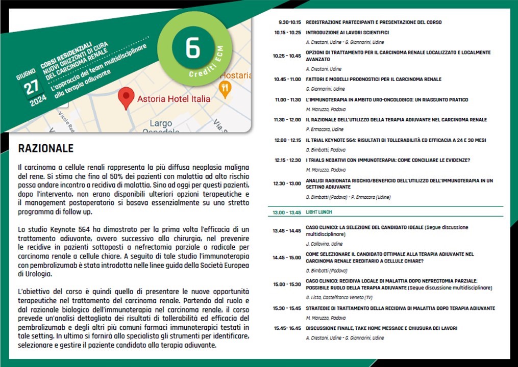 Gianluca Giannarini (@ggiannarini) on Twitter photo 🔎 NUOVI ORIZZONTI DI CURA DEL CARCINOMA RENALE. L’APPROCCIO DEL TEAM MULTIDISCIPLINARE ALLA TERAPIA ADIUVANTE
👏 Grande successo del corso <a href="/SIU_Italia/">Società Italiana di Urologia</a> su tx adiuvante dopo nefrectomia tenutosi a Udine con supporto di MSD
👩🔬 👨🔬 Sempre insieme per migliorare conoscenze e cure! 🔎 NUOVI ORIZZONTI DI CURA DEL CARCINOMA RENALE. L’APPROCCIO DEL TEAM MULTIDISCIPLINARE ALLA TERAPIA ADIUVANTE
👏 Grande successo del corso <a href="/SIU_Italia/">Società Italiana di Urologia</a> su tx adiuvante dopo nefrectomia tenutosi a Udine con supporto di MSD
👩🔬 👨🔬 Sempre insieme per migliorare conoscenze e cure!