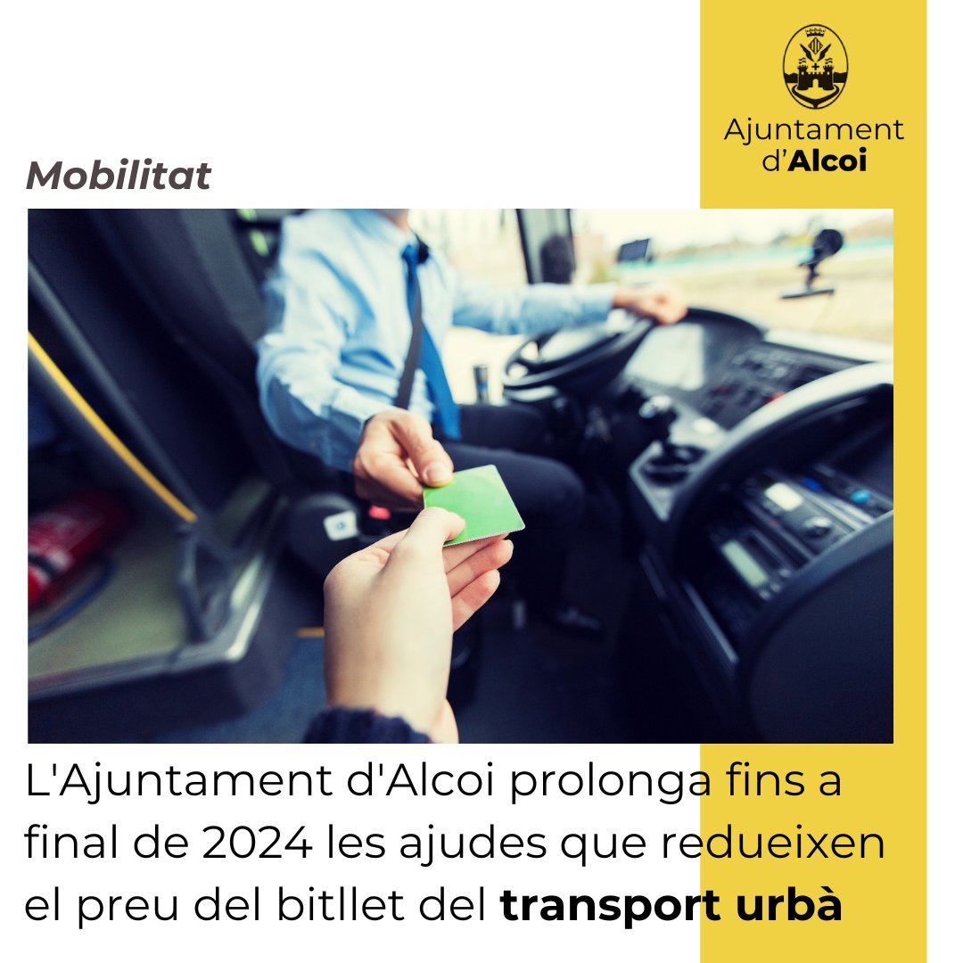 🚍Es manté la reducció d'un 50% del preu dels bons de l'autobús urbà, amb un 20% d'aportació municipal i un 30% del Ministeri

🔗 alcoi.org/ca/portal/noti…

#Alcoi #AlcoiViu