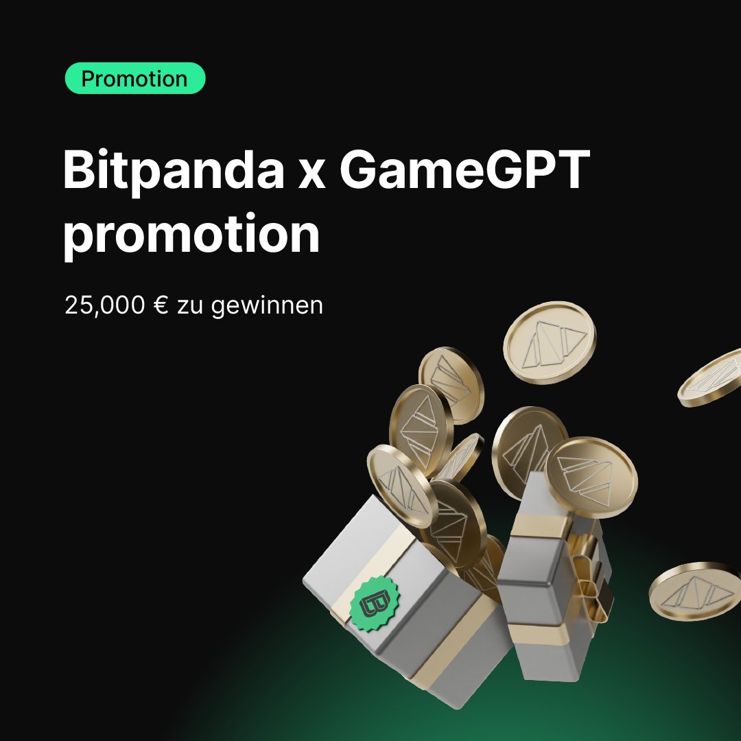 Bitpanda x GameGPT Promotion 👀 
Insgesamt 25,000 € zu gewinnen 💸 

So funktioniert's: Kaufe zwischen dem 1. Juli 2024 und dem 7. Juli 2024 $DUEL im Wert von mindestens 50 € und du hast die Chance, einer der 20 glücklichen Teilnehmer zu sein, die 1.000 € in DUEL gewinnen.