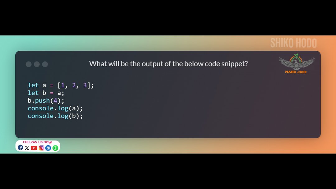 mahojase's tweet image. What&apos;s the console output for this JavaScript code?
.
.
.
#FindTheOutput #JavaScript #CodeQuiz