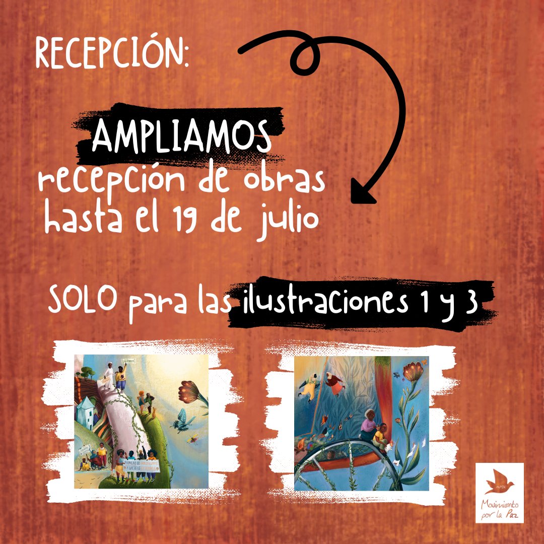 MovimientoxlPaz's tweet photo. 📢 Ampliamos la fecha de recepción de manuscritos para el concurso #CuentosATodoColor.

📅 Hasta el 19 de julio, para las ilustraciones 1 y 3 (consultar web).

Toda la información en 👉 https://t.co/UD7ojUJjcM https://t.co/UCpMnCcLXL