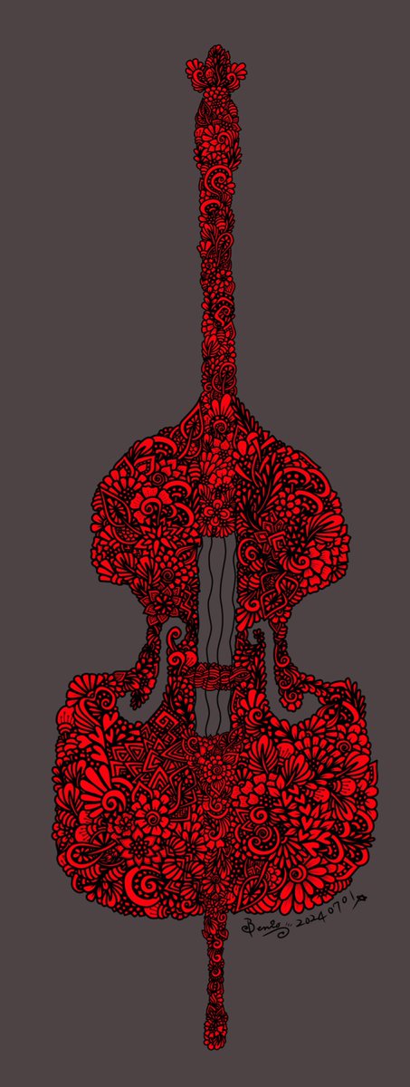 benitangle_art's tweet photo. ■20240701 ぐるぐるコントラバス■
ぐるぐるなべにたんぐる柄で
#Stringbass #コトラバス #contrabass
そういえば
ウッドベースって和製英語なのね!
#楽器 #音楽 #MUSIC
#ぐるぐる
#ゼンタングル #zentanlge
#benitangle #べにたんぐる #紅縺
#線画 #lineart #パターンアート #patternart https://t.co/zH0c67r6MO