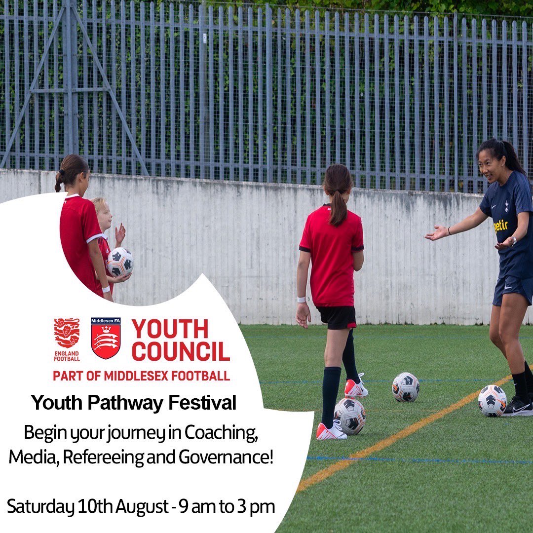 We will be hosting several workshops across different areas of football that can provide young people with a flavour, understanding and idea of what to expect for roles within football.

Sign Up Here ➡️ bit.ly/3xbCTMC

#MiddlesexFAYC #MiddlesexFA #Football #England
