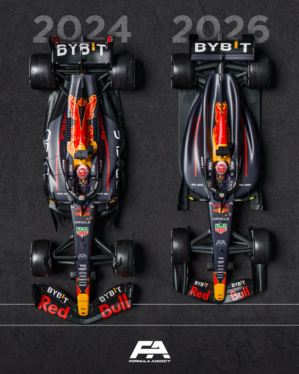 The size difference between 2024 and 2026 F1 cars. 🏎️