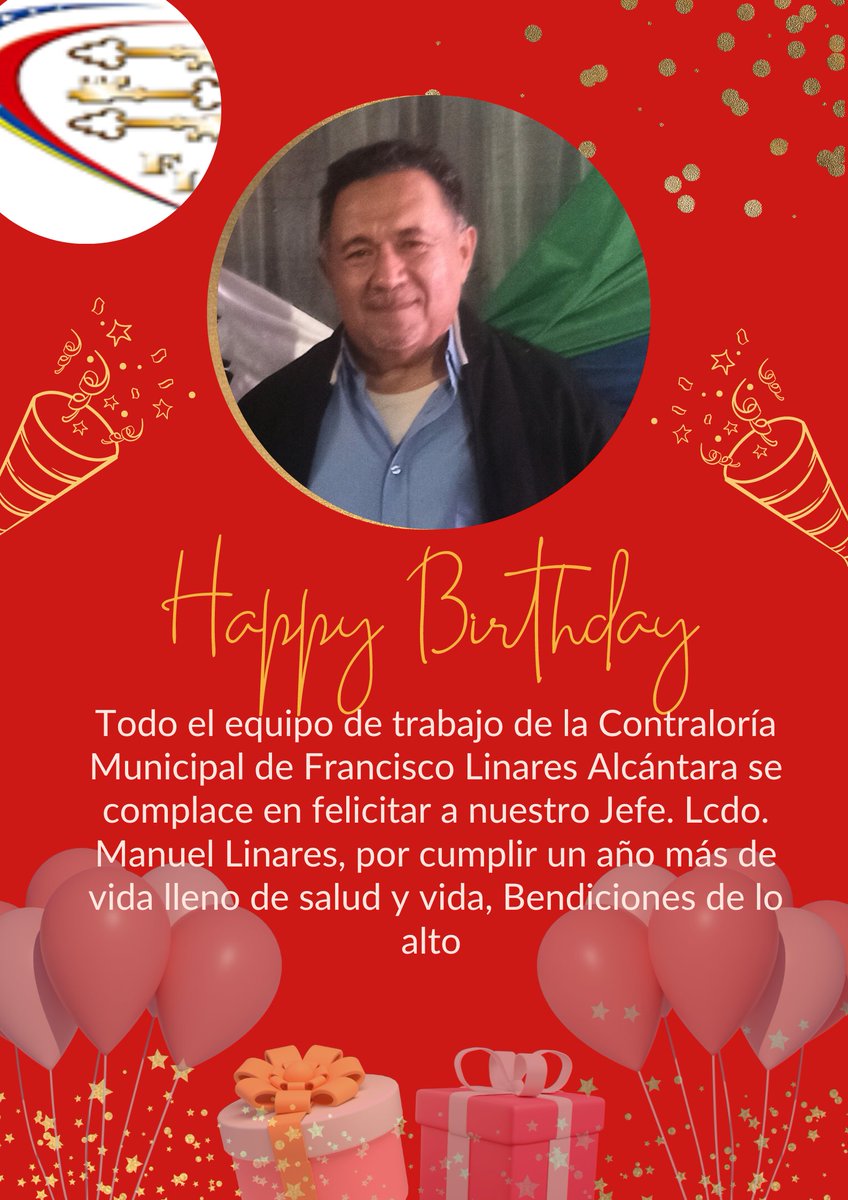 Desde la Contraloría del Municipio Francisco Linares Alcántara, nos complace en felicitar a nuestro Contralor. Lcdo. Manuel Linares por arribar a un año más de vida, Feliz cumpleaños 🎂 Bendiciones de lo alto.
