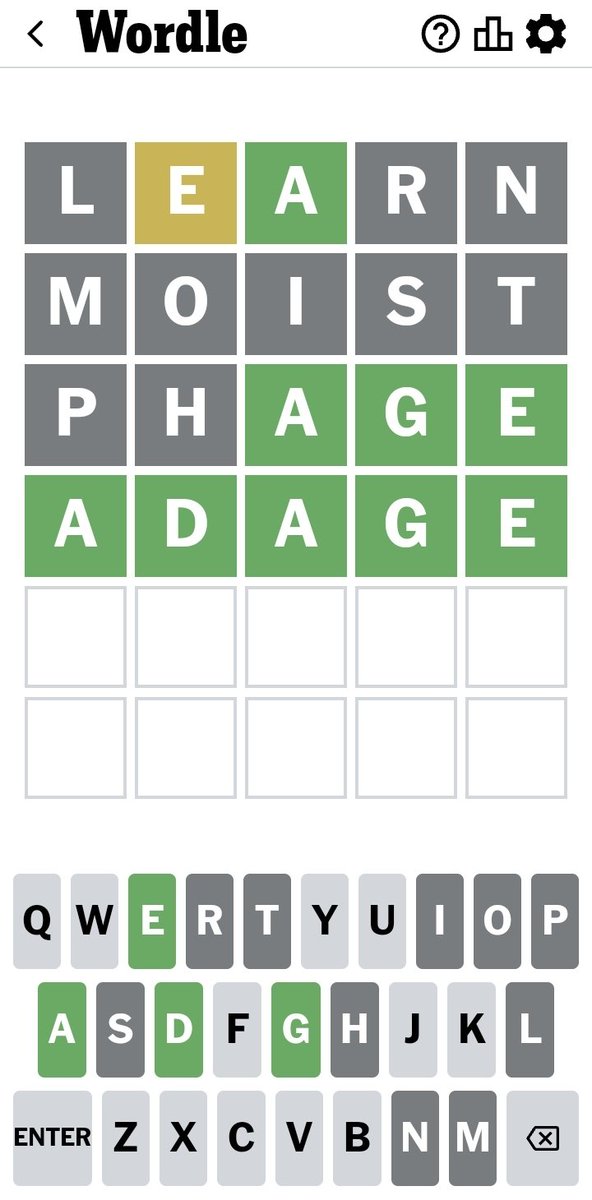 Really thought that today's  #Wordle was raising the global visibility of #Phages. Not yet! #FightAMRwithPhages #AMR #Bacteriophages