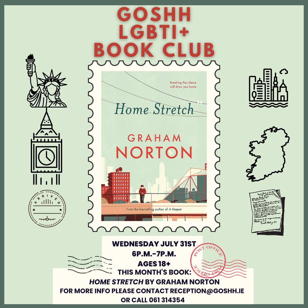 GOSHH Ireland (@goshhirl) on Twitter photo ๐ GOSHH Book Club๐
The next meeting of the GOSHH Book Club will take place on Wednesday July 31st from 6p.m. to 7p.m.
The book we will be chatting about is Home Stretch by Graham Norton.
For more info: reception@goshh.ie or call 061 314354. ๐ GOSHH Book Club๐
The next meeting of the GOSHH Book Club will take place on Wednesday July 31st from 6p.m. to 7p.m.
The book we will be chatting about is Home Stretch by Graham Norton.
For more info: reception@goshh.ie or call 061 314354.