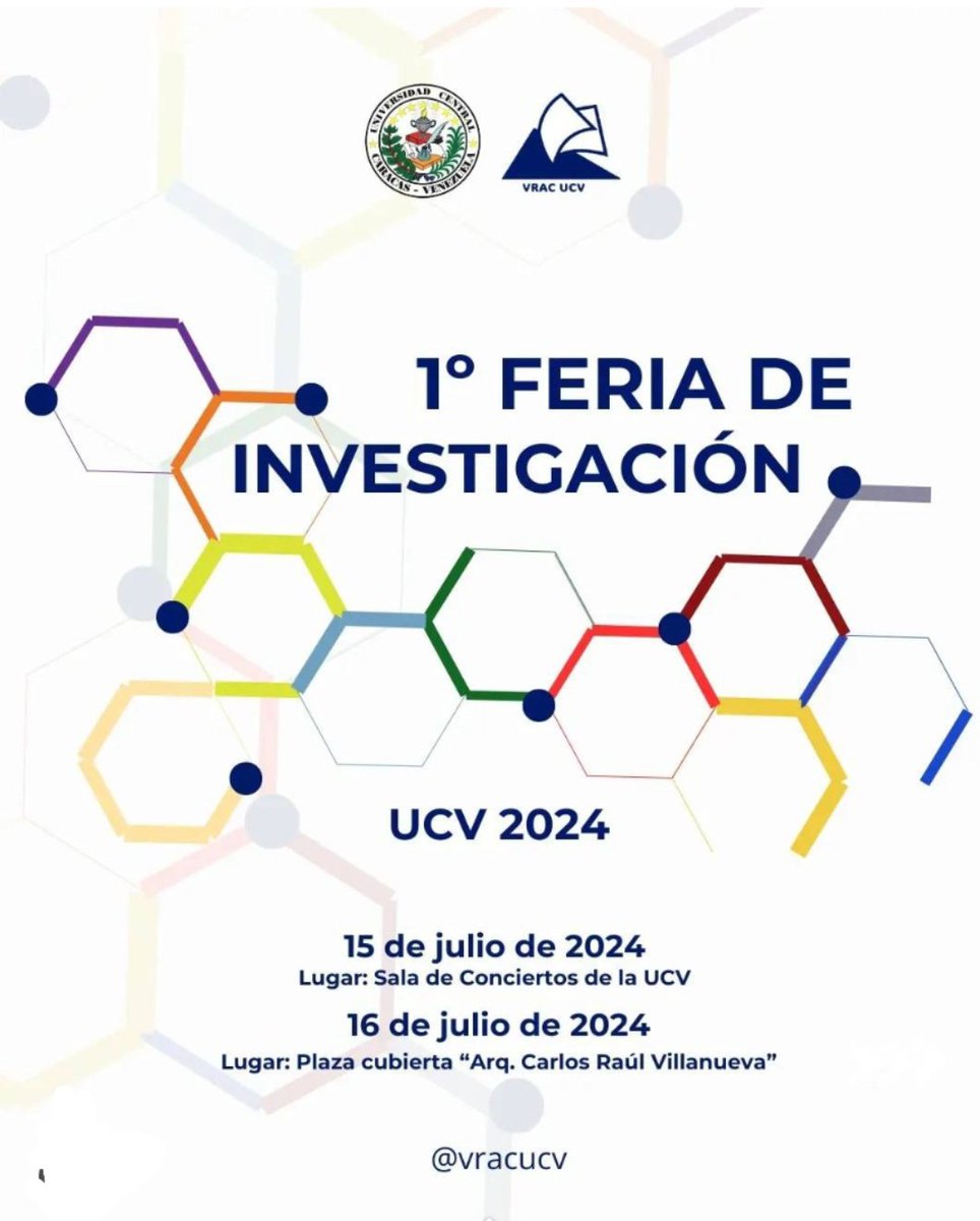 CDCHUCV's tweet photo. 1° FERIA DE INVESTIGACIÓN 
UCV 2024.

Los días 15 y 16 de julio de 2024, en los espacios de la UCV, se llevará a cabo esta feria para mostrar resultados, producto de la investigación en nuestra casa de estudios #UCV.

CDCH-UCV invita 

#UCVActiva
#Investigación https://t.co/QuIK2wd6qy