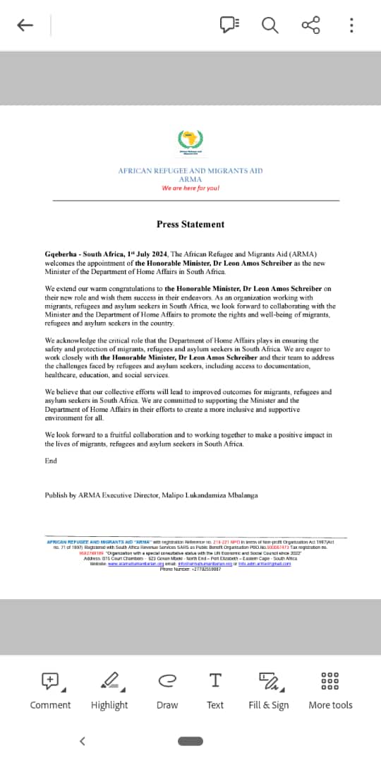 African Refugee And Migrants Aid (ARMA) tweet media