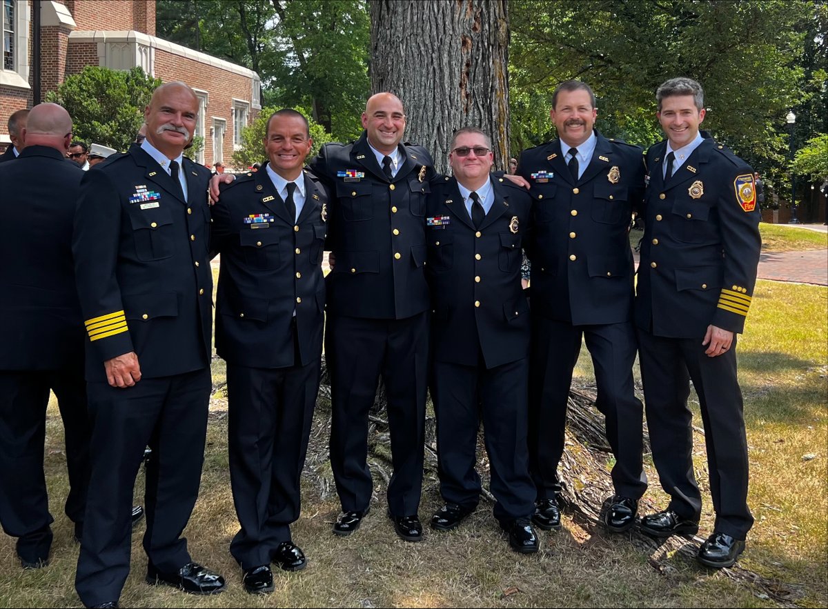 Battalion Chief Duane Daggers, Captain Tony Barakat, and Lt. Ryan McCoy pictured here with members of the command staff after their graduation from the Virginia Chief Officer Academy and Virginia Fire Officer Academy.  Outstanding fire service leaders!
