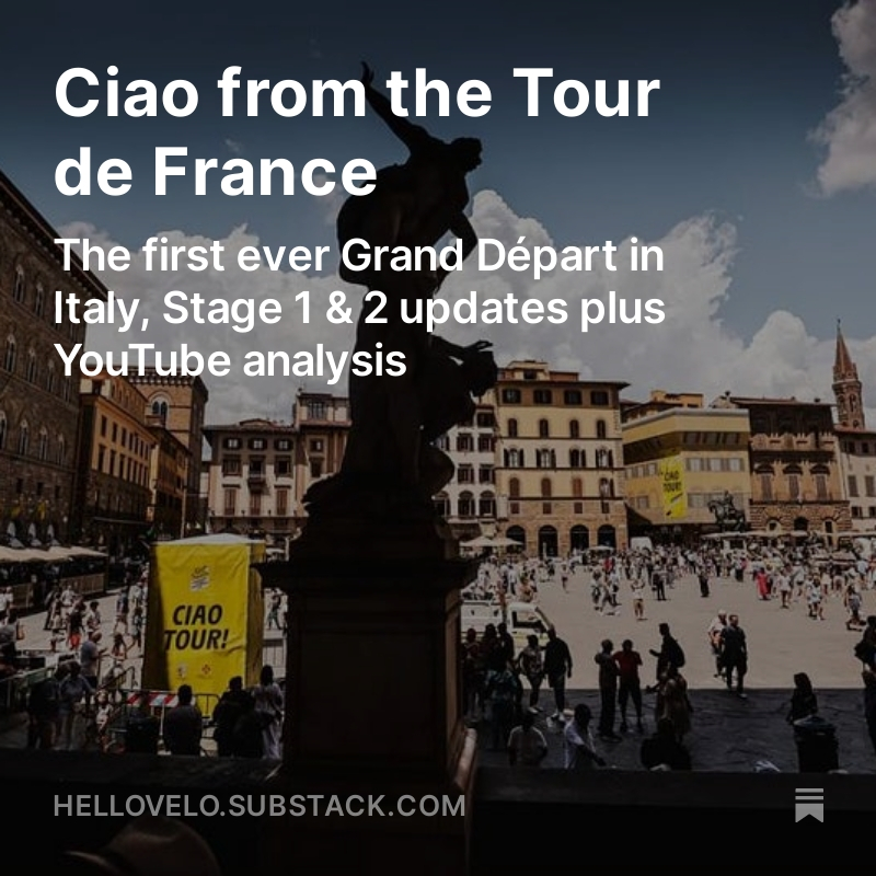 Ciao from the Tour de France open.substack.com/pub/hellovelo/… 
#cycling #TourDeFrance #Tour2024