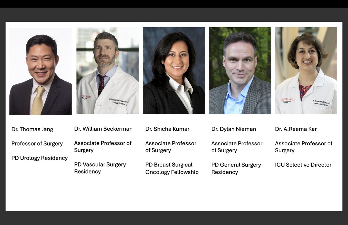 Rutgers RWJMS Surgery (@rwjsurgery) on Twitter photo As we kick off the new academic year, we are so excited to congratulate the leaders of the educational programs on their academic promotions. <a href="/TomJangUroOnc/">Thomas Jang</a> <a href="/BillBeckerman/">Bill Beckerman</a> @shichakumar <a href="/DylanRNieman/">Dylan Nieman</a> <a href="/DrReemaKar/">A. Reema Kar, M.D.</a> #rutgersfacultyrock <a href="/MaloneyNell/">Nell Maloney Patel</a> <a href="/RWJMS/">Rutgers RWJMedSchool</a> @rutgers <a href="/rwjurology/">Rutgers RWJ Urology</a> <a href="/RWJUH/">Robert Wood Johnson University Hospital</a> As we kick off the new academic year, we are so excited to congratulate the leaders of the educational programs on their academic promotions. <a href="/TomJangUroOnc/">Thomas Jang</a> <a href="/BillBeckerman/">Bill Beckerman</a> @shichakumar <a href="/DylanRNieman/">Dylan Nieman</a> <a href="/DrReemaKar/">A. Reema Kar, M.D.</a> #rutgersfacultyrock <a href="/MaloneyNell/">Nell Maloney Patel</a> <a href="/RWJMS/">Rutgers RWJMedSchool</a> @rutgers <a href="/rwjurology/">Rutgers RWJ Urology</a> <a href="/RWJUH/">Robert Wood Johnson University Hospital</a>