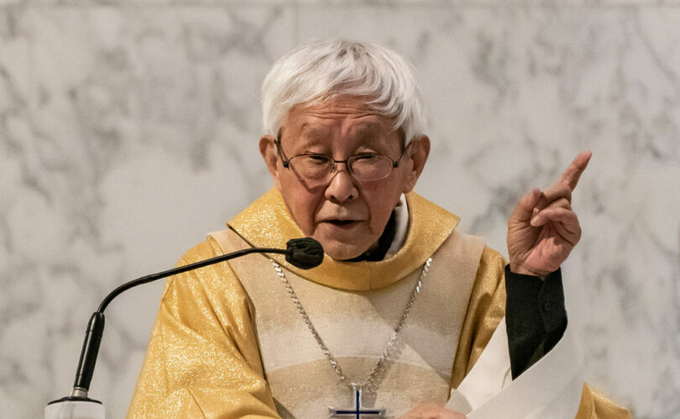 Cardinal Joseph Zen preaches a sermon during a mass at the Holy Cross Church on May 24, 2022 in Hong Kong.
Anthony Kwan/Getty Images