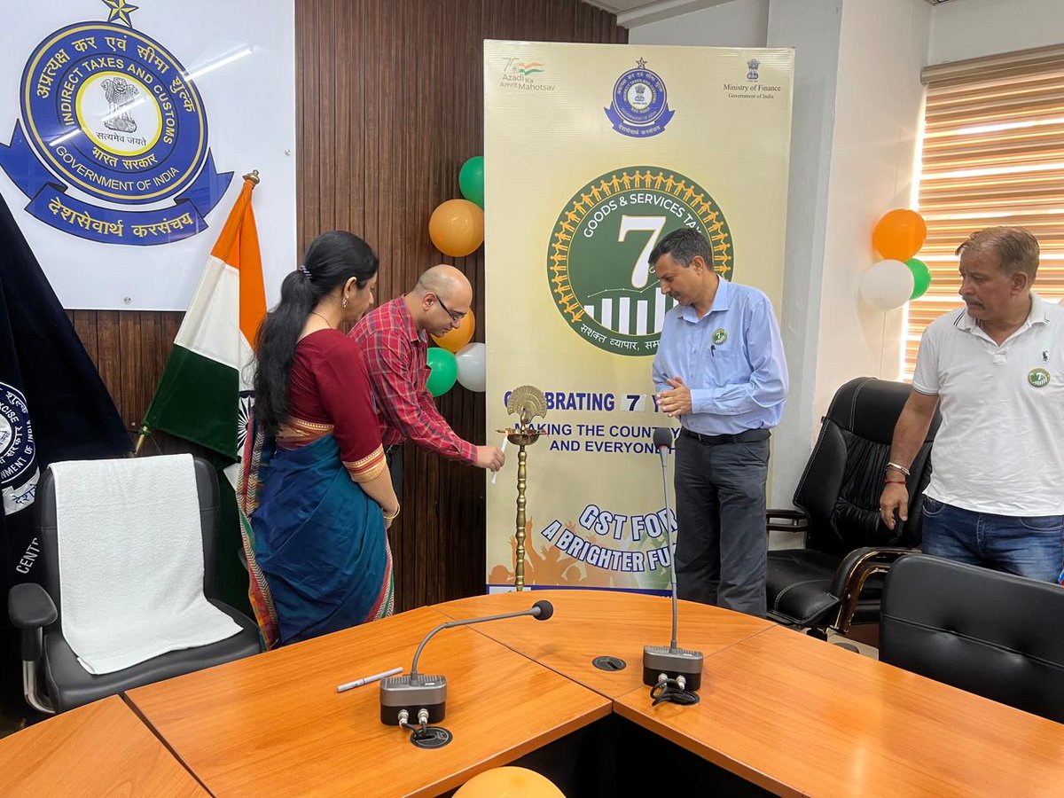 CgstJammu's tweet photo. CGST Jammu celebrated the GST Day to mark the beginning of the 8th year of introduction of GST. The occasion witnessed decoration of the office with lights &amp; flowers and highlighting the benefits and achievements of GST. @cbic_india @cgstchdzone https://t.co/FdxNkk43iy