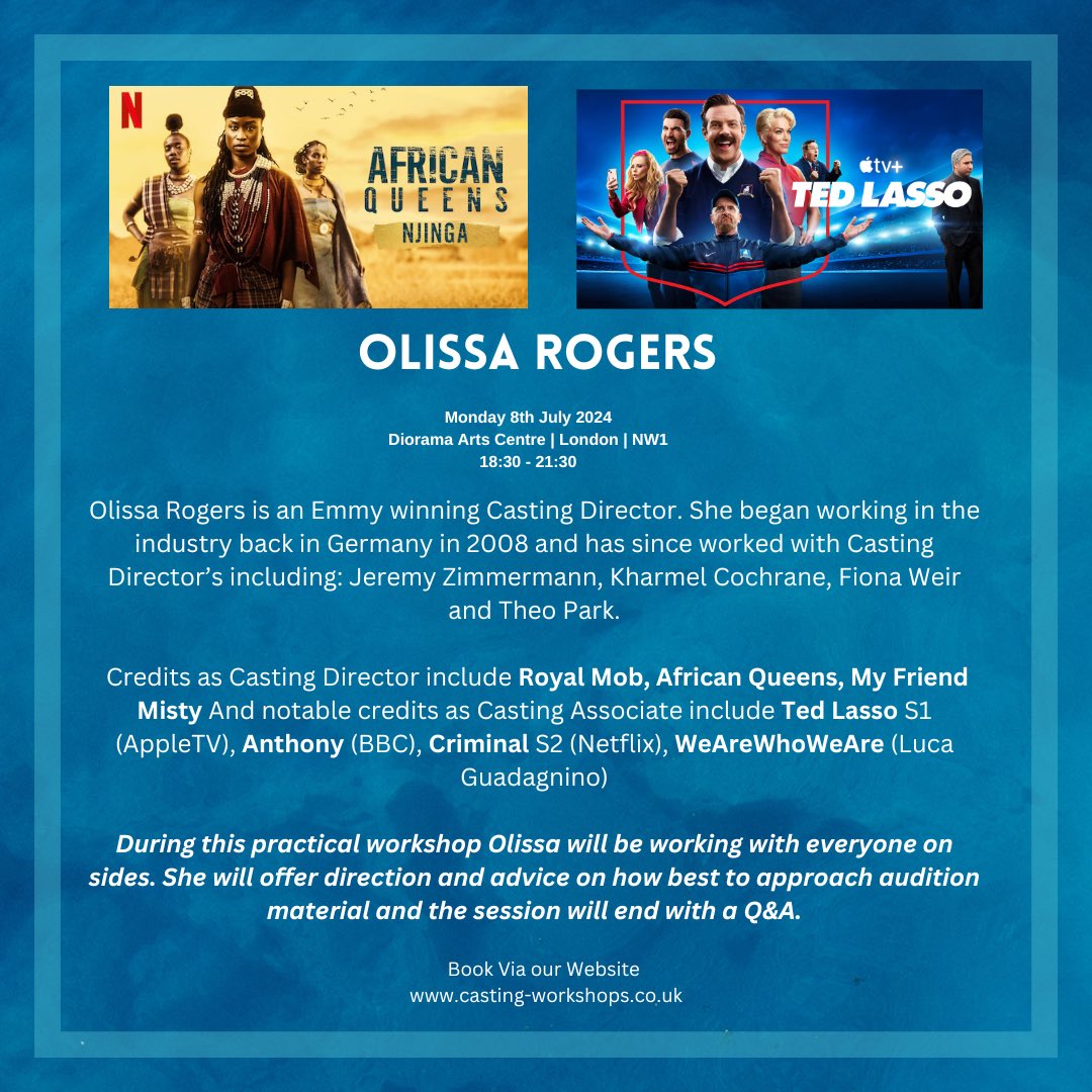 Casting Workshops (@castingworkshop) on Twitter photo Always a joy to welcome Olissa for a workshop, but she now returns to us an Emmy winner! Congrats <a href="/OlissaRogers/">Olissa Rogers CSA 🇺🇲🇩🇰🇩🇪</a> … Book next week’s session via our website now:
casting-workshops.co.uk Always a joy to welcome Olissa for a workshop, but she now returns to us an Emmy winner! Congrats <a href="/OlissaRogers/">Olissa Rogers CSA 🇺🇲🇩🇰🇩🇪</a> … Book next week’s session via our website now:
casting-workshops.co.uk