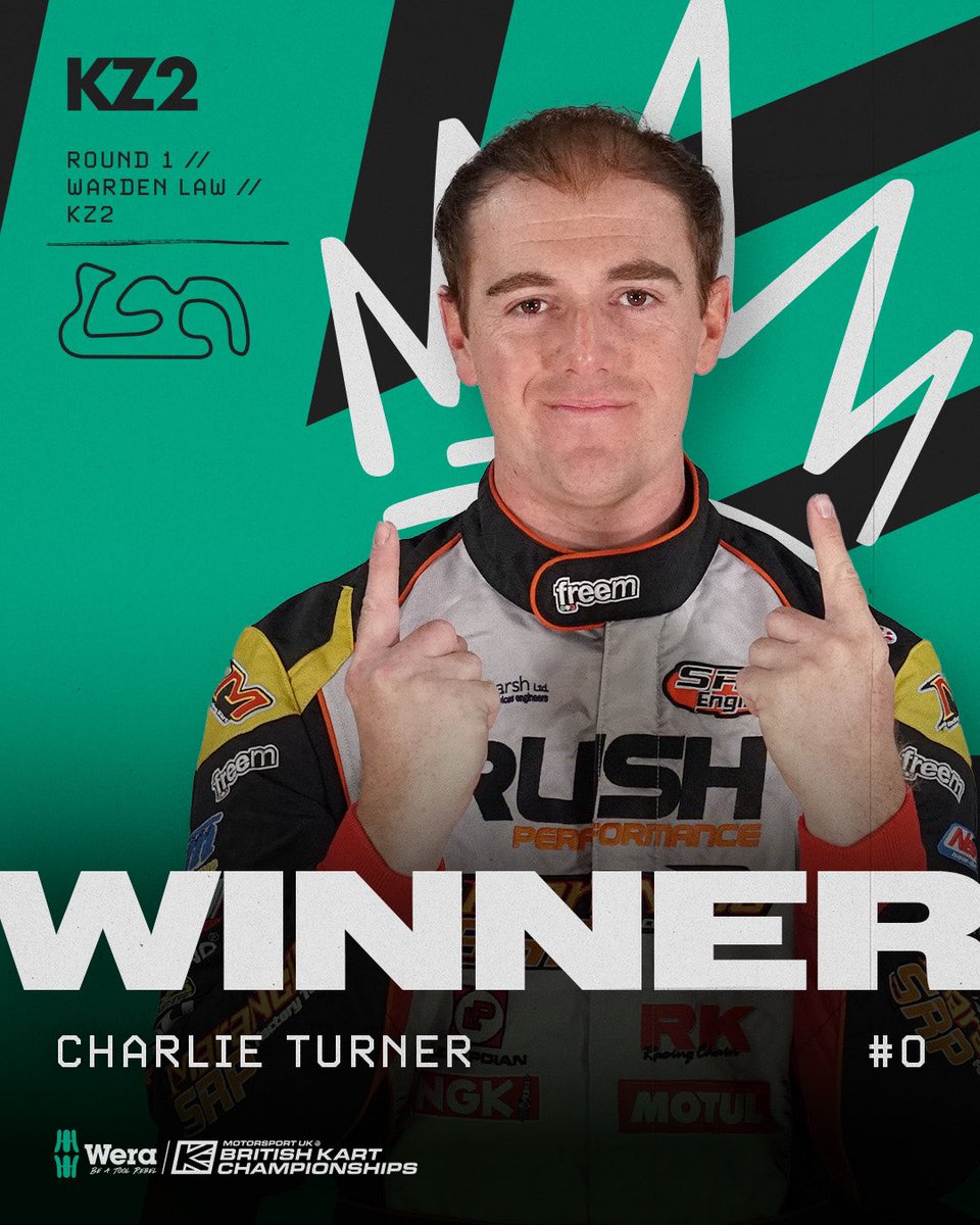 The first KZ2 finals winner of the 2024 season is… Charlie Turner 🔥💨 

#BKC #BritishKartChampionships