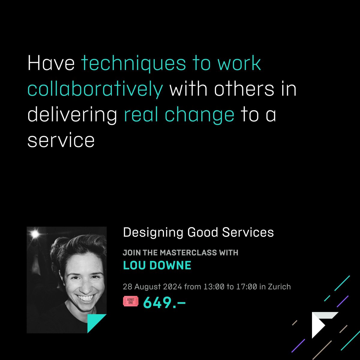 Get your ticket while it lasts for "Designing Good Services" Workshop with <a href="/LouDowne/">Lou Downe</a> Lou Downe: frontconference.com/workshops/desi… #FrontZurich