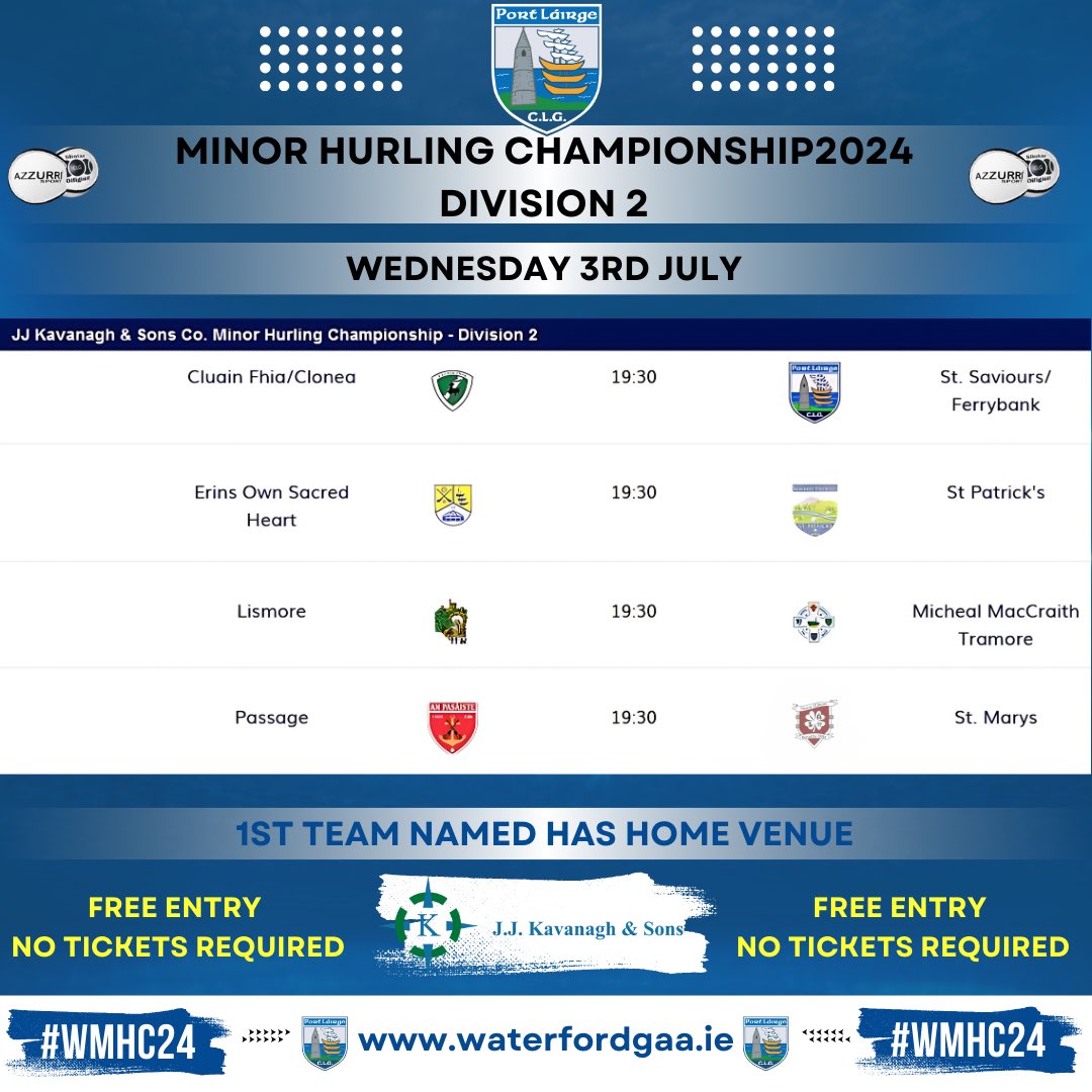 Ferrybank GAA (@ferrybankgaa) on Twitter photo #WMHC24
<a href="/FerrybankGAA/">Ferrybank GAA</a> / <a href="/StSavioursGAA/">StSavioursGAA</a> v
<a href="/CloneaGAA/">Clonea Gaa</a>
🗓️ Wednesday, July 3rd
🕢 7:30pm
📍 <a href="/CloneaGAA/">Clonea Gaa</a> #WMHC24
<a href="/FerrybankGAA/">Ferrybank GAA</a> / <a href="/StSavioursGAA/">StSavioursGAA</a> v
<a href="/CloneaGAA/">Clonea Gaa</a>
🗓️ Wednesday, July 3rd
🕢 7:30pm
📍 <a href="/CloneaGAA/">Clonea Gaa</a>
