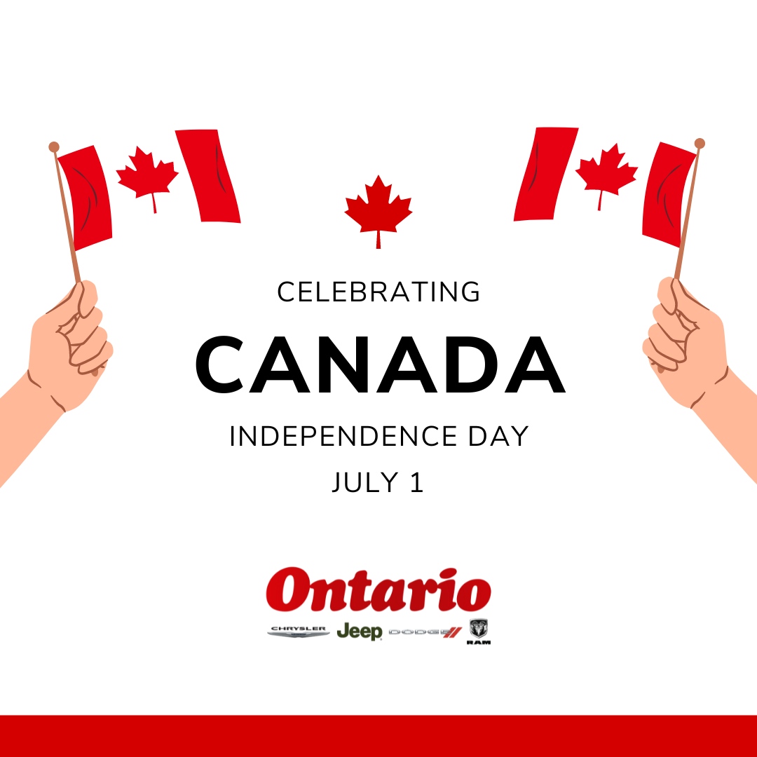 Wishing you a fantastic holiday filled with joy, laughter, and memorable moments. Enjoy the celebrations! 🎉🚗🍁 Happy Canada Day from Ontario Chrysler! 🇨🇦

#CanadaDay #OntarioChrysler #CelebrateCanada #HappyCanadaDay