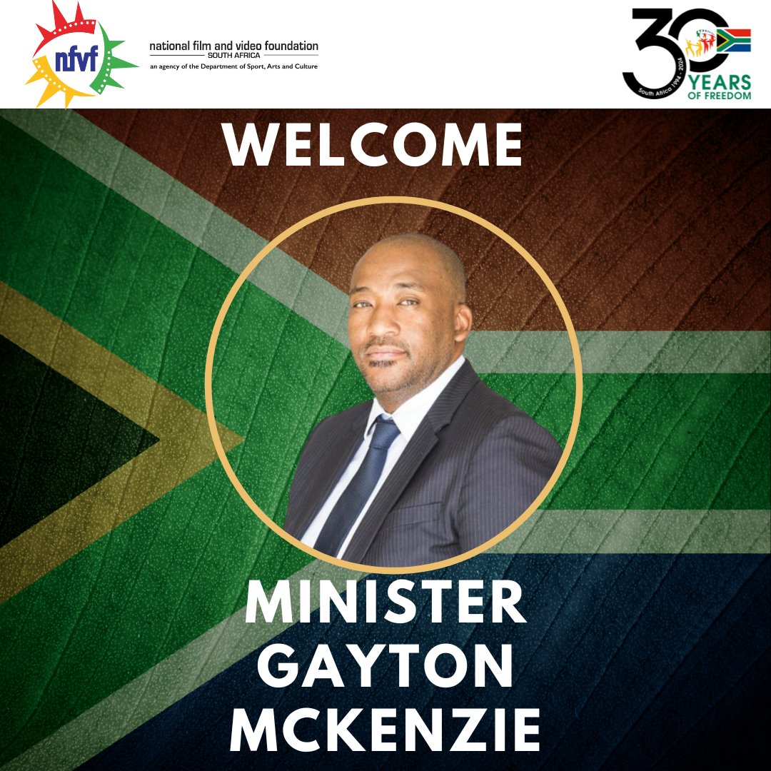 nfvfsa's tweet photo. The NFVF welcomes the new Minister of Sport, Arts, and Culture, @GaytonMcK. We look forward to working with him to grow the audio-visual sector in South Africa.  #lovesafilm https://t.co/Rc8xu6vSgP