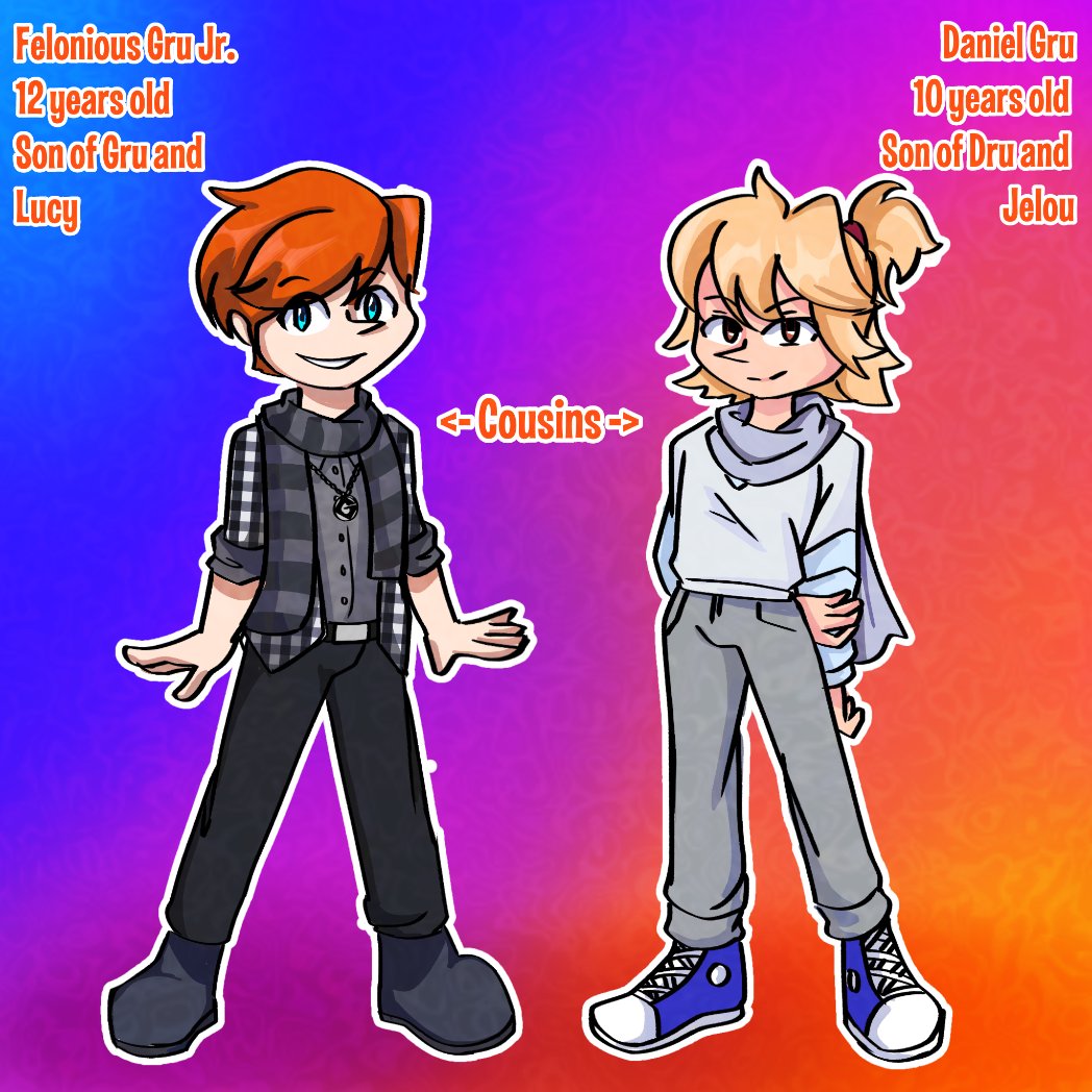 crimsonata69's tweet photo. Ah, I made a new Despicable Me (New Generation) AU! Introducing: Felonious Gru Jr and Daniel Gru! 
#despicableme4 #grujr #fanchild #oc https://t.co/ka6eTm71JG