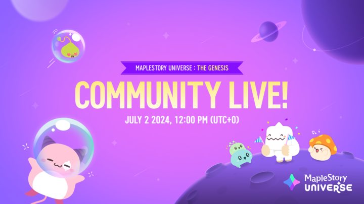 Let's TALK! MapleStory Universe is coming to you through a casual community live on Discord to meet everyone now that we're all gathered!

Rumor has it there might be a little gift for those who attend 🎁 Check out the details on Discord: discord.gg/MaplestoryUniv…

✔️When? July