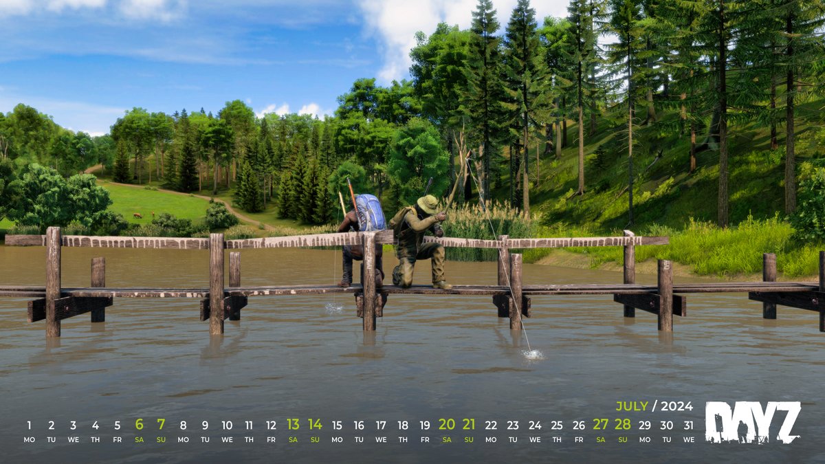 DayZ's tweet image. 📢Survivors!
Hook, line, and survival! Fishing will be vital in #DayZ #Frostline. Get used to it now to get a head start.🎣
Here’s a wallpaper for that reminder:
Without Calendar: ow.ly/UrMN50SsHj2
With Calendar:ow.ly/5EMw50SsHj0
For Mobile: ow.ly/V9ut50SsHj3