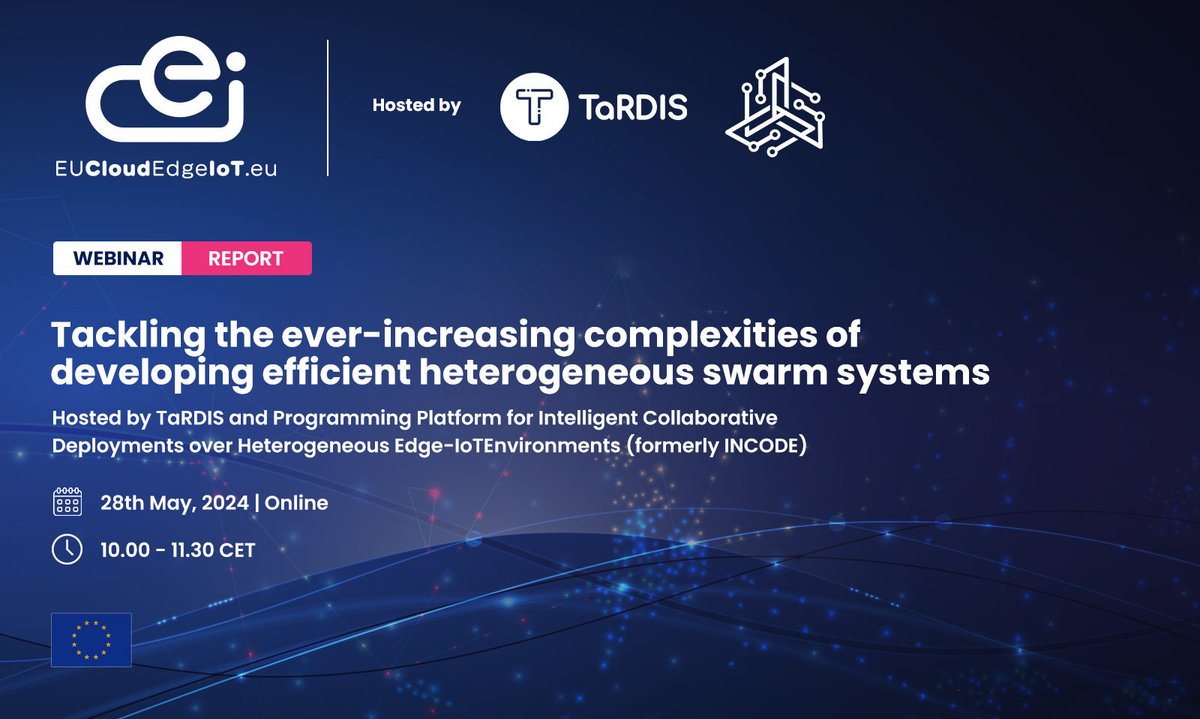 P2CODE (@p2code_eu) on Twitter photo WEBINAR REPORT and VIDEO out now! Revisit the RIA showcase webinar on heterogeneous swarm systems on <a href="/EU_CloudEdgeIoT/">EUCloudEdgeIoT</a> ! <a href="/TARDIS_eu/">TARDIS</a> <a href="/openswarm_eu/">OpenSwarm</a> <a href="/SmartEdge_EU/">SmartEdge (@smartedge@w3c.social)</a> <a href="/OASEES3/">OASEES</a>
โก๏ธincode-project.eu/wp-admin/post.โฆ WEBINAR REPORT and VIDEO out now! Revisit the RIA showcase webinar on heterogeneous swarm systems on <a href="/EU_CloudEdgeIoT/">EUCloudEdgeIoT</a> ! <a href="/TARDIS_eu/">TARDIS</a> <a href="/openswarm_eu/">OpenSwarm</a> <a href="/SmartEdge_EU/">SmartEdge (@smartedge@w3c.social)</a> <a href="/OASEES3/">OASEES</a>
โก๏ธincode-project.eu/wp-admin/post.โฆ