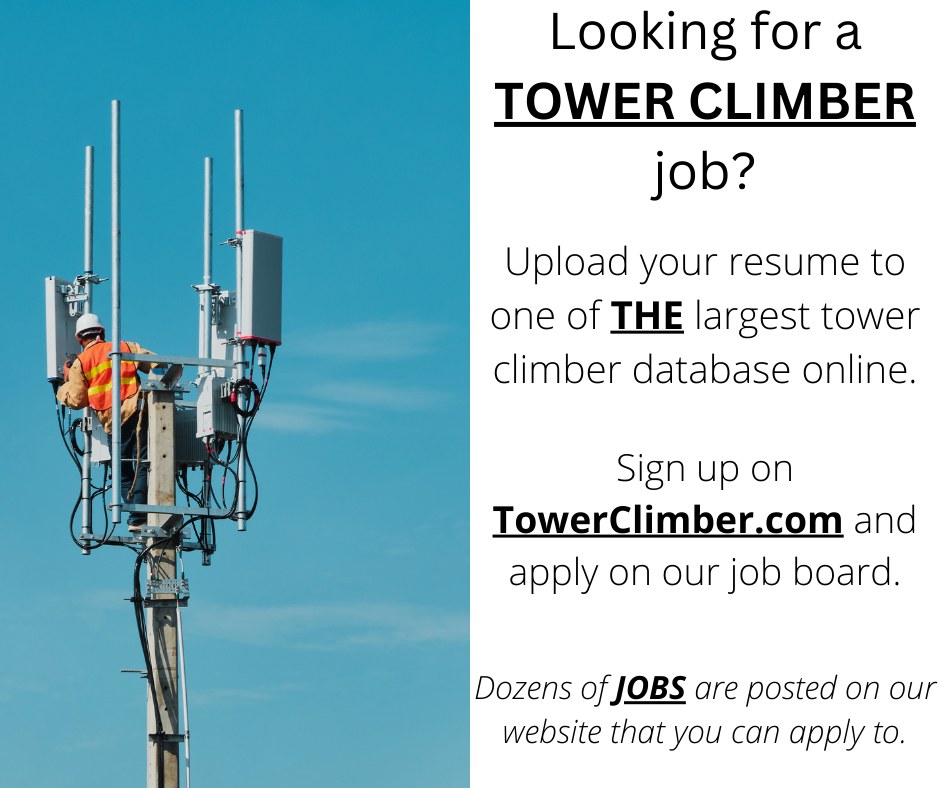 BE PART OF OUR TEAM!!!!!
For TOWER CLIMBERS that are looking for a job - Upload your resume now to the largest tower climber job board online.
Click on the link below to upload your resume. towerclimber.com/candidate-regi…