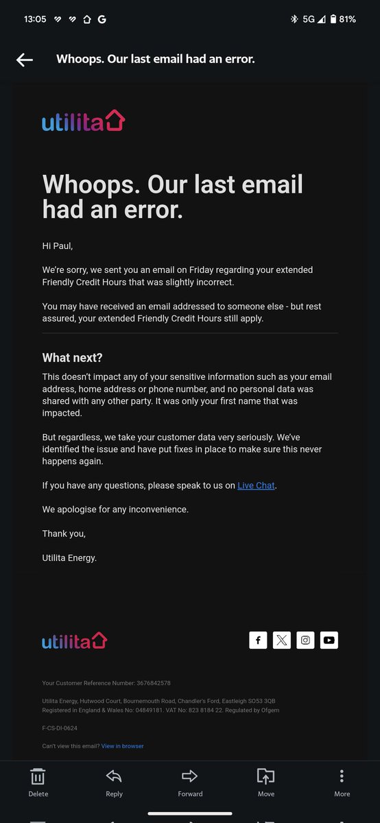 hooker1uk's tweet photo. @UtilitaEnergy 
Has this been reported to the ICO? I'm sure even minor breaches have to be reported? https://t.co/M6MRhaxAIw