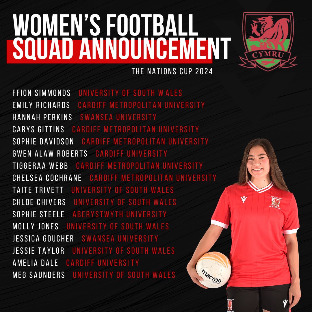 With just one week to go, we start our squad announcements for the 2024 Nations Cup…

First up, we introduce Women’s Football ⚽️🏴󠁧󠁢󠁷󠁬󠁳󠁿

Congratulations / Llongyfarchiadau to those selected 👏