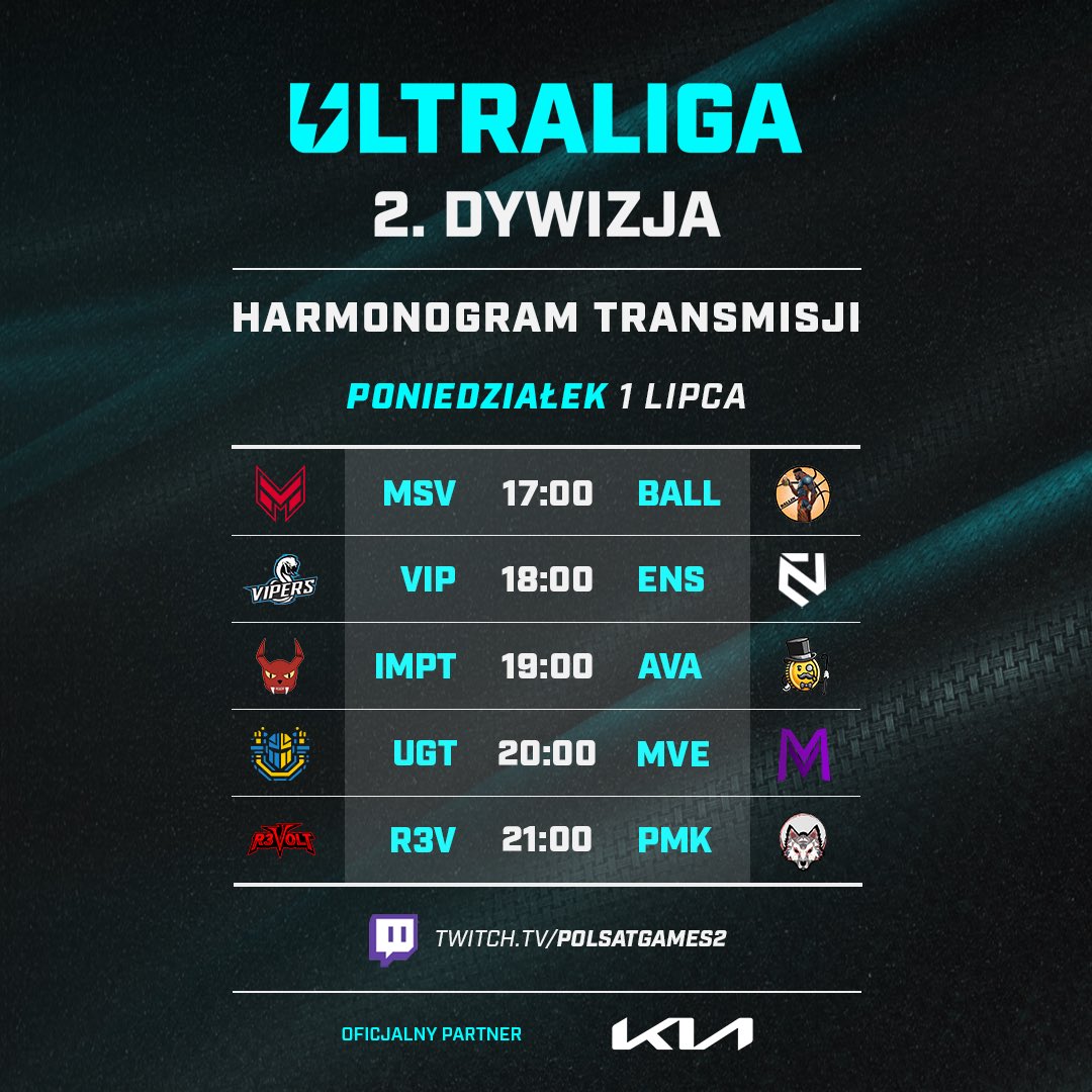 Dziś dzień pełen rozgrywek w 2. Dywizji ⛈️

Zaczynamy o 16:00 zaległym spotkaniem <a href="/MaestroVEsports/">Maestro V Esports</a> vs @UGT_lol, więc się nie spóźnijcie ⏰

Potem lecimy ze standardowym harmonogramem. 

#ultraliga2