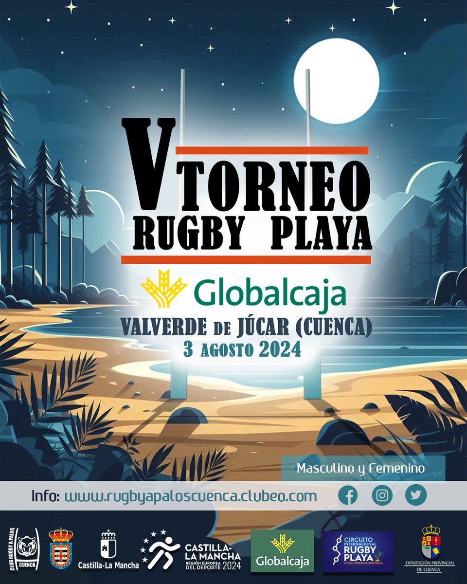 ⛱️🏉 V Torneo - #Rugby Playa Globalcaja Valverde de Júcar 🏉⛱️

Ya queda poco más de un mes para celebrar el inigualable Torneo de Rugby Playa de interior

Recordamos a los equipos inscritos que deben cumplimentar los formularios que se les han hecho llegar antes del 10 de julio