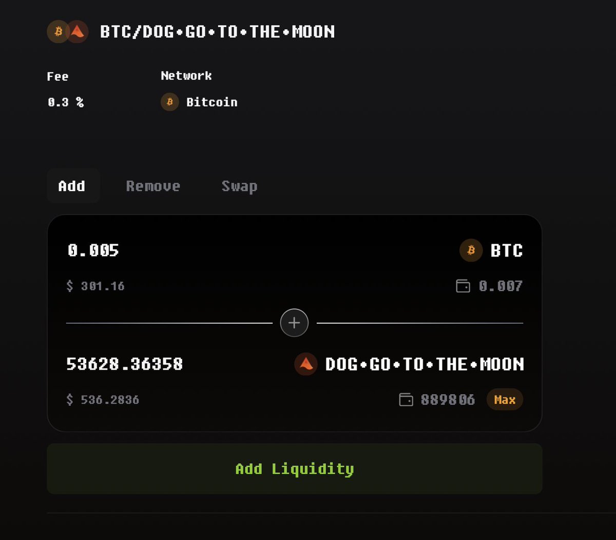 OrdiswapLabs's tweet photo. Nothing to see here!

Just LPing into the $BTC / $DOG pool on Ordiswap V3 for some nifty little yields 👀

✅ More liquidity for anyone to swap $DOG directly on Bitcoin's native layer coming with the public launch tomorrow

@LeonidasNFT https://t.co/50NQzhLFgf